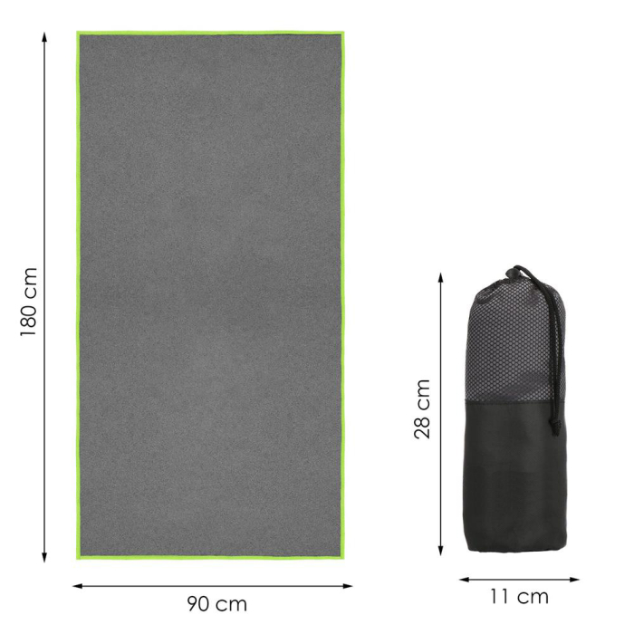 Prosop de plaja cu uscare de rapida, husa de transport, 90x180cm, gri [36]