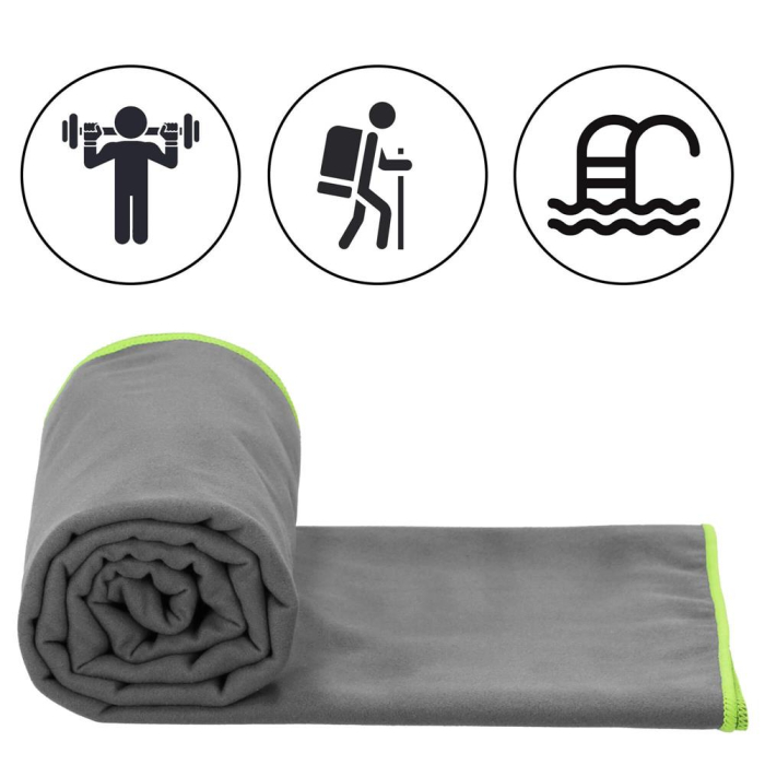 Prosop de plaja cu uscare de rapida, husa de transport, 90x180cm, gri [32]