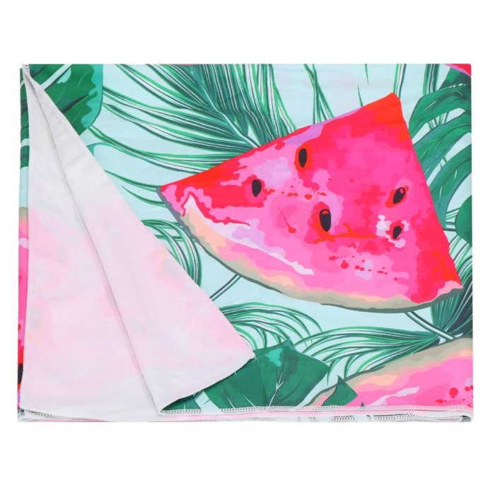 Prosop de plaja cu uscare de rapida, husa de transport, 90x180cm, model pepene verde [12]