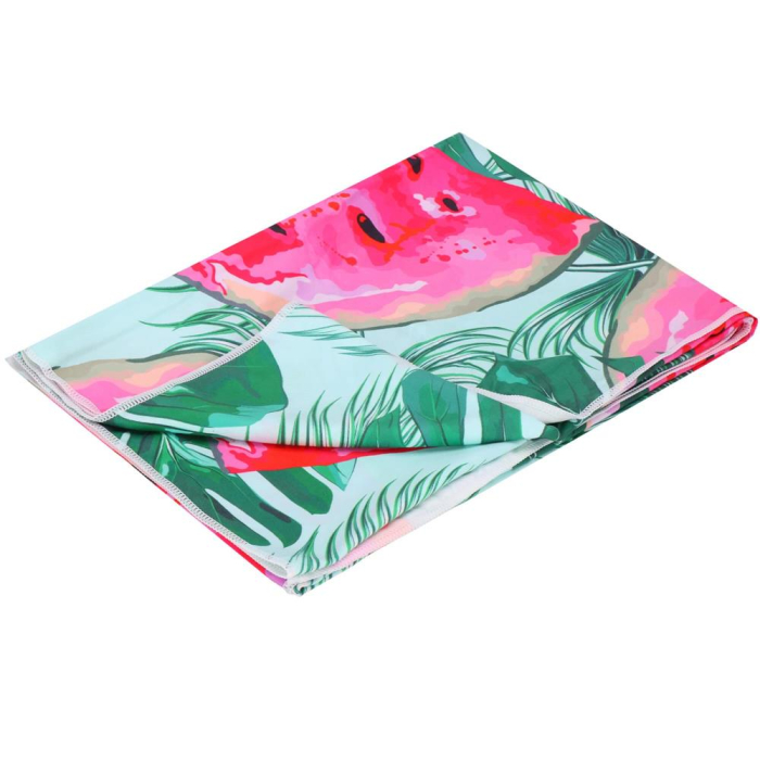Prosop de plaja cu uscare de rapida, husa de transport, 90x180cm, model pepene verde [17]