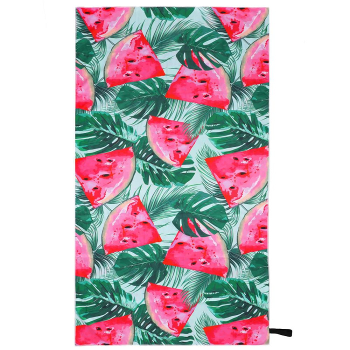 Prosop de plaja cu uscare de rapida, husa de transport, 90x180cm, model pepene verde [20]