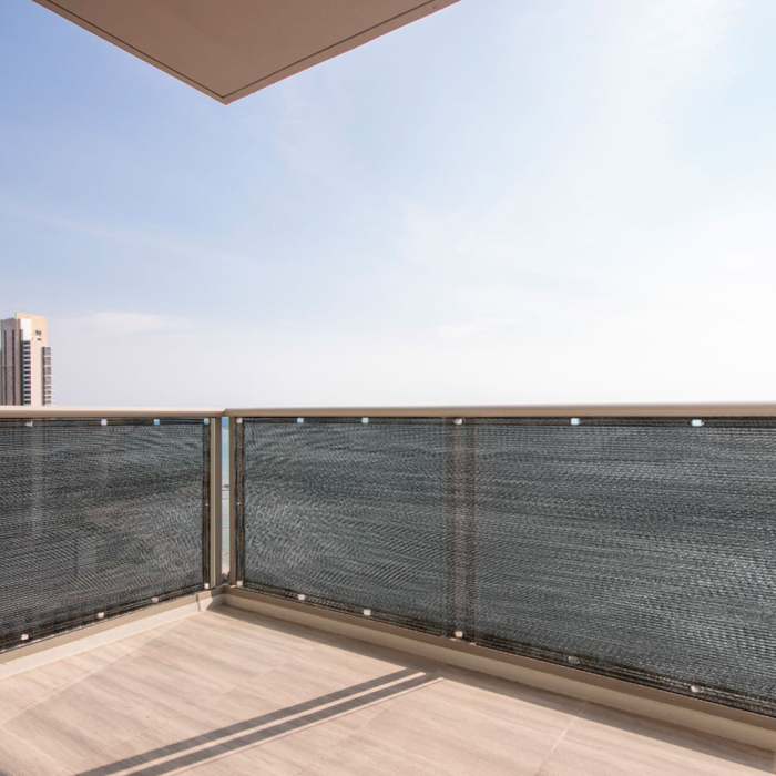 Protectie balcon din plasa PVC, cu inele metalice pentru prindere, 105×500 cm, negru [5]