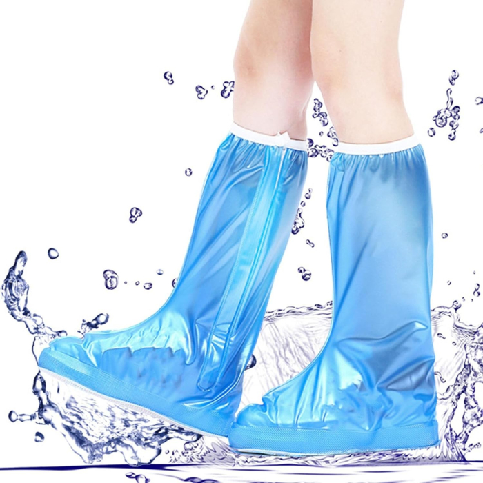 Protectie Incaltaminte pentru Ploaie si Noroi, , Impermeabila, Talpa Antiderapanta, cu Fermoar si Capsa, Inaltime 40 cm, Marime XXL 42-43, Albastru [3]