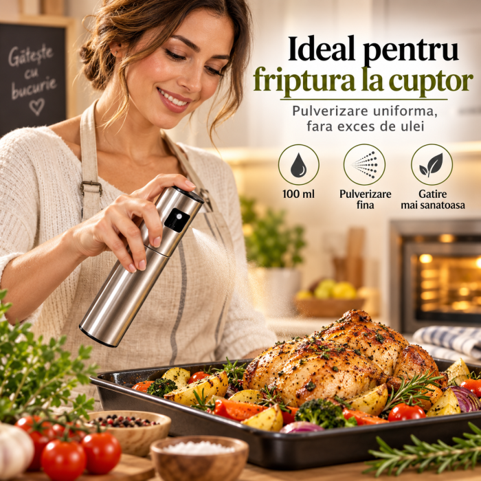 Pulverizator ORIGINAL DEALS pentru ulei si otet, inox, 100 ml, reincarcabil, 18.3 x 4.3 cm, argintiu [4]