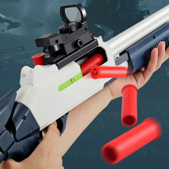 Pusca de Jucarie S686 Ultrarealista, UDL XM1014, , Manuala, cu Luneta, 10 de Proiectile din Spuma Moale, 5 Cartuse, 80 cm, 8 ani+, Alb [3]