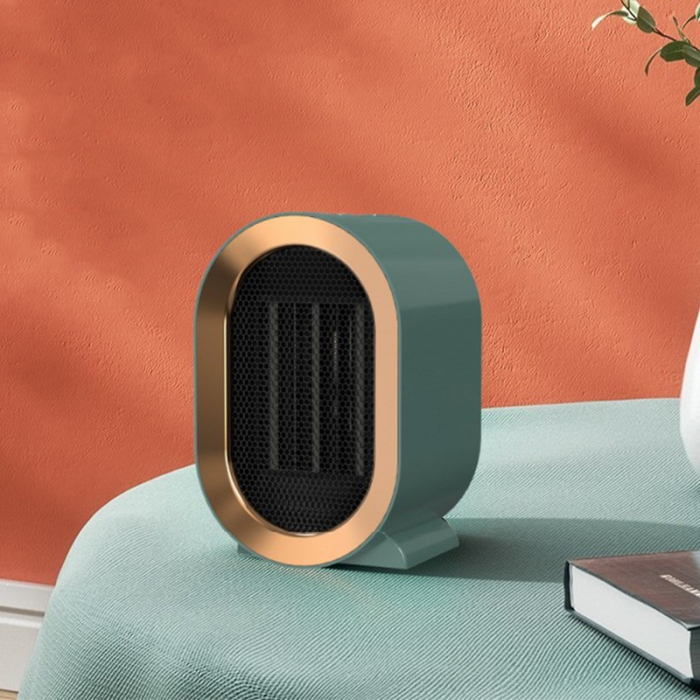 Radiator mini Incalzitor, , Element de Incalzire PTC, Putere 1200 W, Radiator cu termostat reglabil, 19.5 x 12.5 x 12.5 cm, 800 g, Verde [2]