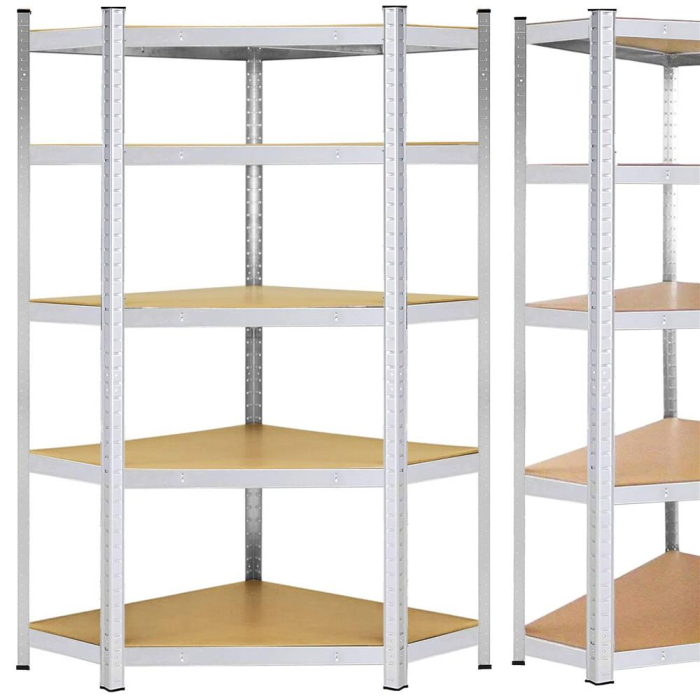 Raft de colt cu cadru metalic modular pentru depozitare, 5 polite, 180x90x40cm, sarcina 875kg [5]