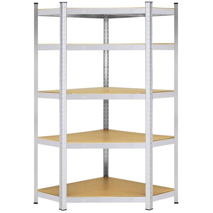 Raft de colt cu cadru metalic modular pentru depozitare, 5 polite, 180x90x40cm, sarcina 875kg [17]