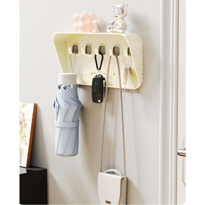 Raft de Depozitare cu Carlig, , Pentru Chei, Bijuterii, 20.3 x 4.6 x 10.3 cm, Alb [3]