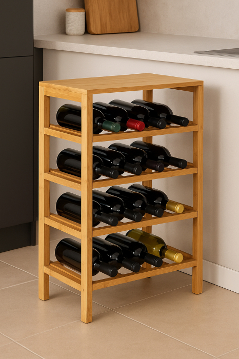 Raft sticle de vin Linha din bambus pentru 12 sticle, 35x24x47 cm, natur [4]