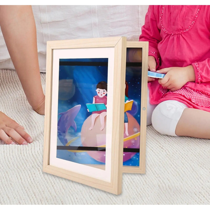 Rama Cutie pentru Foto si Cutie, , din Lemn, cu Spatiu Pentru Depozitare, Pentru Desene si Picturi A4, Sticla Securizata, 35 x 26 x 4 cm, 530 g, Maro Lemn [2]