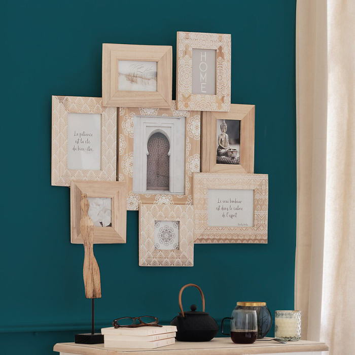 Rama foto Atmosphera Emile cu 8 cadre din lemn, 76x73 cm, bej [2]