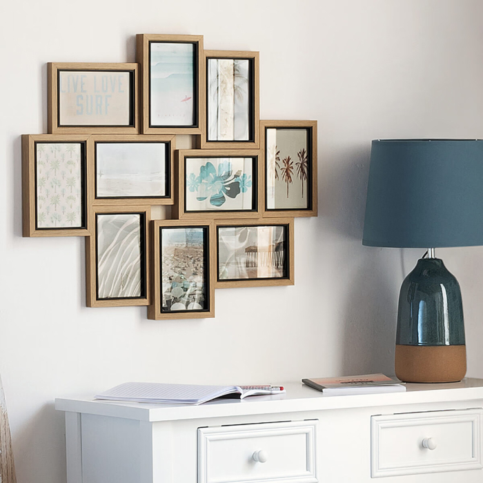 Rama foto Atmosphera Kyle cu 10 locuri, MDF si sticla, 58x49 cm, lemn natur [2]