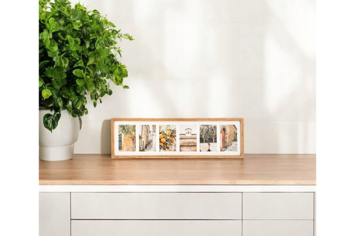 Rama foto Atmosphera Milea pentru 6 poze 10x15 cm, lemn hevea, 21x70 cm, natur [4]