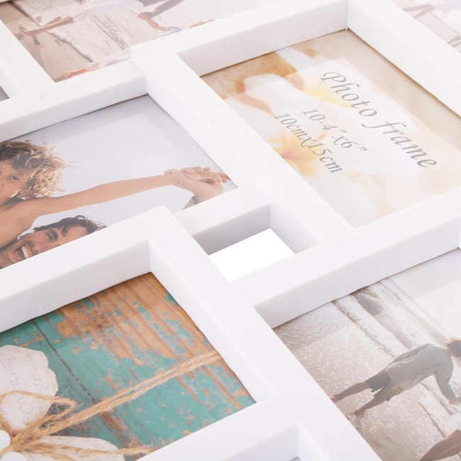 Rama foto de perete, colaj de 10 fotografii, 48x53cm, alb [3]