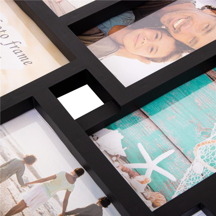 Rama foto de perete, colaj de 10 fotografii, 48x53cm, negru [4]