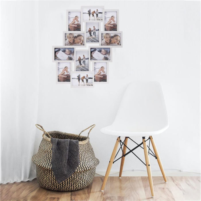 Rama foto de perete, colaj de 12 fotografii, 50x59cm, alb [3]