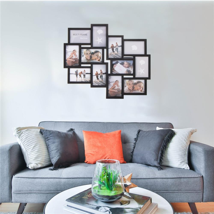 Rama foto de perete, colaj de 12 fotografii, 50x59cm, negru [4]