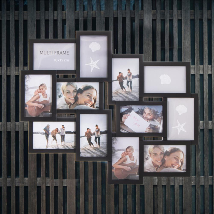 Rama foto de perete, colaj de 12 fotografii, 50x59cm, negru [6]