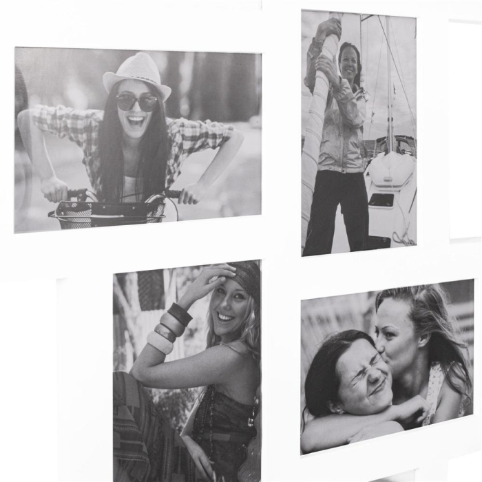 Rama foto de perete, colaj de 14 fotografii, 36x118cm, alb [11]