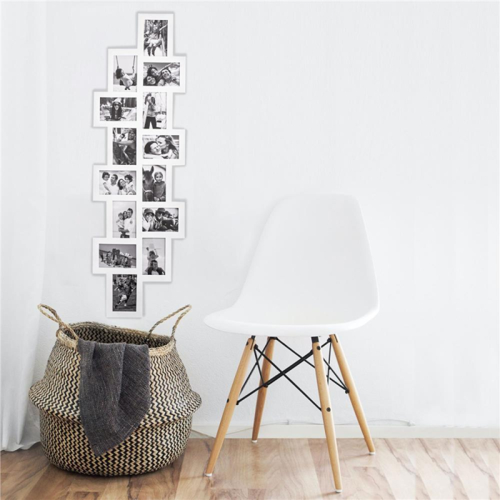 Rama foto de perete, colaj de 14 fotografii, 36x118cm, alb [5]