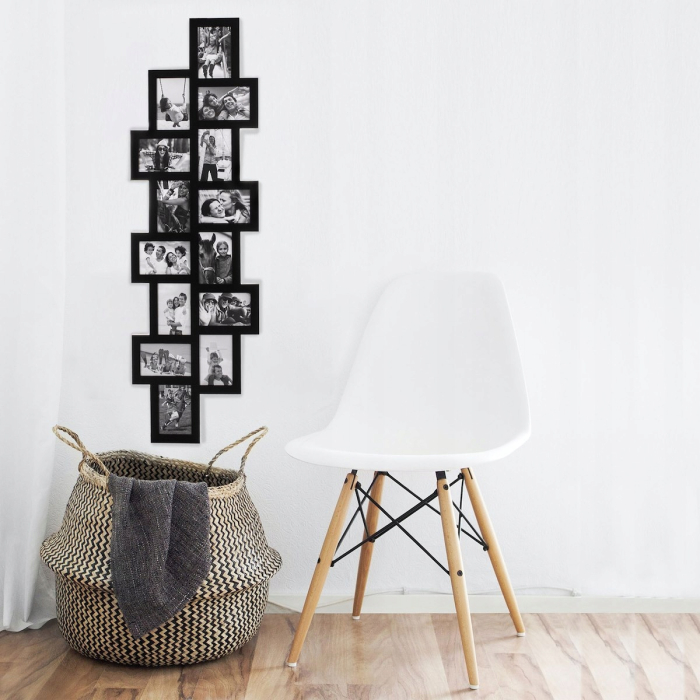 Rama foto de perete, colaj de 14 fotografii, 36x118cm, negru [6]