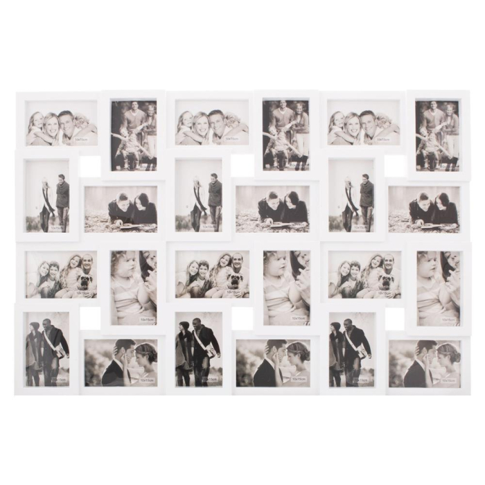 Rama foto de perete, colaj de 24 fotografii, 57x86cm, alb [11]