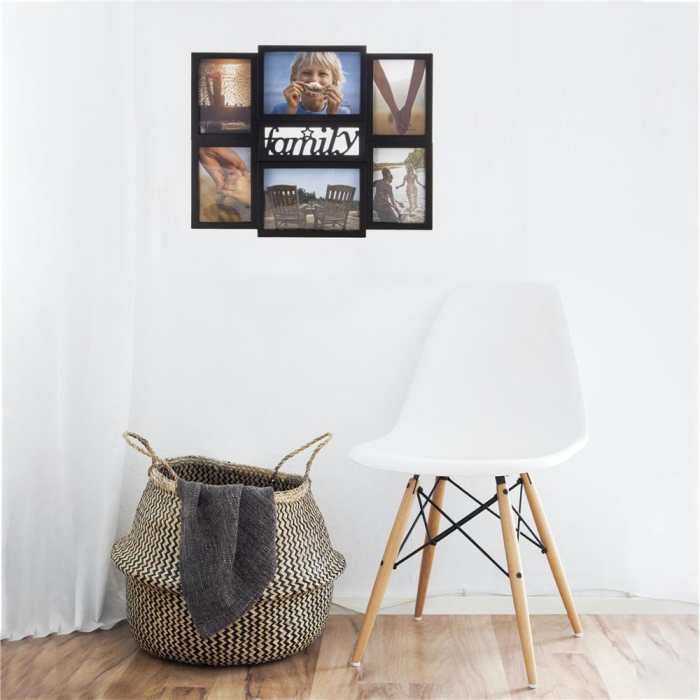 Rama foto de perete, colaj de 6 fotografii, 36x42cm, negru [5]