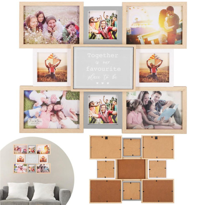 Rama foto de perete, colaj de 8 fotografii, 41x51cm, alb si gri [2]