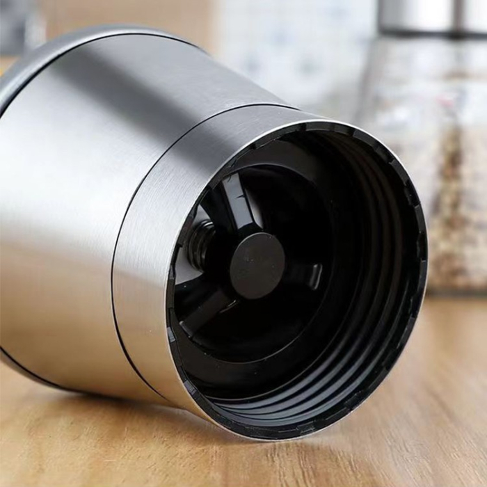 Rasnita Manuala pentru boabe, , Rasnita pentru Piper Sare Cafea, din Sticla cu Otel inoxidabil, 19.2 x 6.4 cm, volum 200 ml, Transparenta cu Capac din Inox [7]