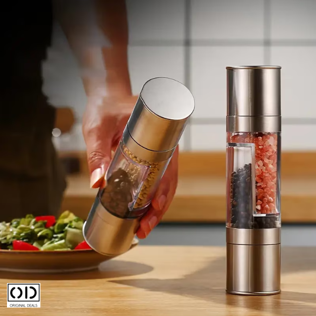rasnita mecanica condimente, rasnita dubla sare piper, rasnita inox premium, rasnita manuala reglabila, rasnita otel inoxidabil, rasnita de bucatarie eleganta, rasnita moderna condimente, rasnita original dealsrasnita mecanica cu 2 compartimente pentru condimente din otel inoxidabil, rasnita dubla sare si piper design premium, rasnita manuala reglabila din inox original deals, rasnita profesionala pentru condimente cu macinare ajustabila, rasnita eleganta argintie pentru bucatarie moderna, rasnita condimente durabila din otel inoxidabil [5]