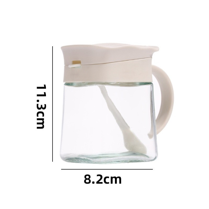 Recipient Condimente, , din Stilca, 180 ml, cu Maner si Lingurita, 11.3 x 8.2 cm, Capac Ondulat, Alb [6]