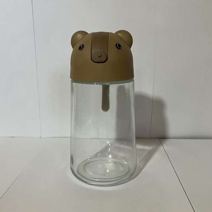 Recipient de ulei, , Model Ursulet, Sticla pentru Lichide de Bucatarie, Inchidere Deschidere Automata, 18.5 x 13 cm, Volum 630 ml, Maro [2]