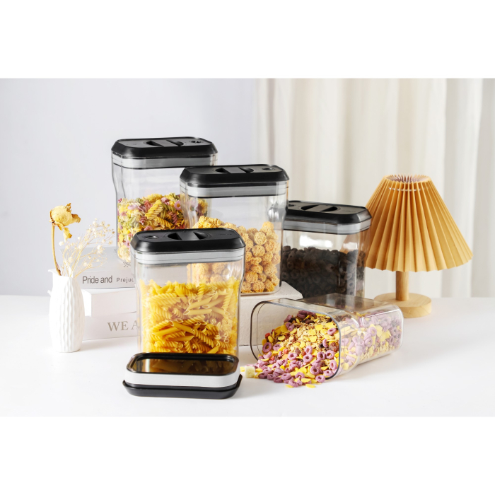 Recipient din Plastic, , pentru Alimente/Obiecte, Inchidere Ermetica Rotire 90 grade, 2l, 20.5 x 10.5 x 27 cm, Transparent [5]