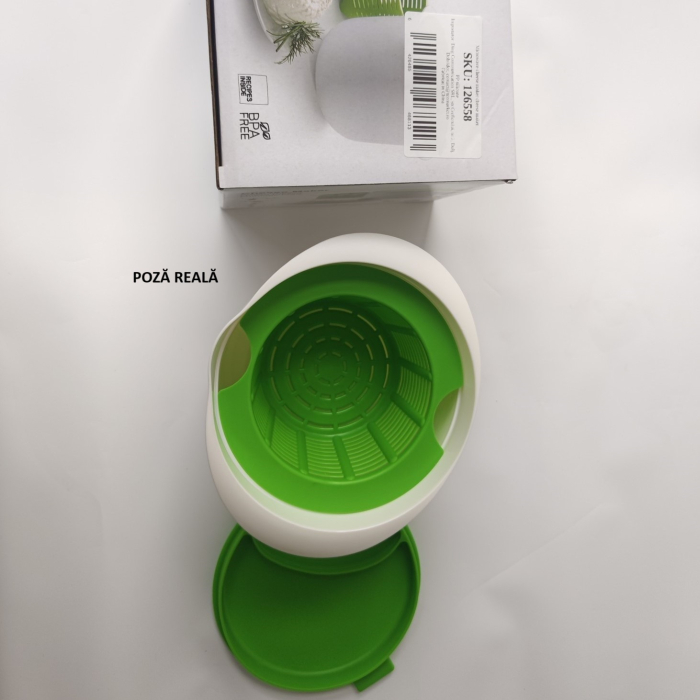 Recipient pentru Preparat Branza, , Capac de Silicon, Cheese Maker din Plastic, Strecuratoare, 17x14.5x12.8 cm, Alb [6]