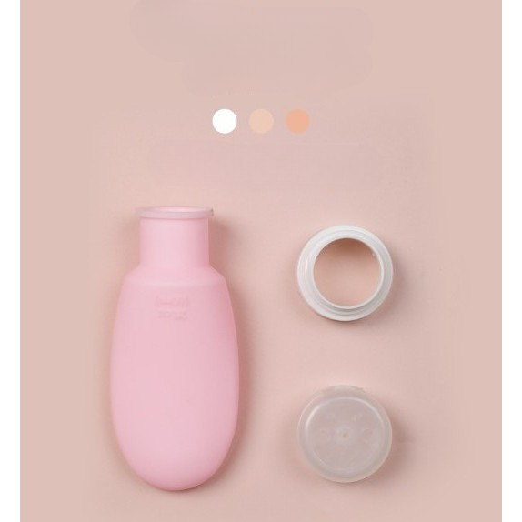 Recipient Portabil din Silicon Elegant de Voiaj, Sticla de Calatorie, , Potrivita pentru Lotiune, Sampon si Alte Lichide, Anti-scurgere, cu Posibilitate de Reumplere, Capacitate 90mL, 14cm, Roz [2]