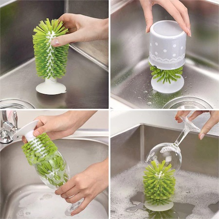 Perie pentru Chiuveta pentru Curatat si Spalat Pahare, Cesti si Cani, cu Ventuza, 17cm [5]