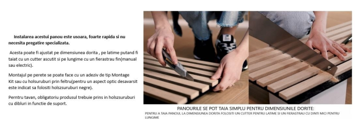 Riflaj MDF decorativ LDA PREMIUM de tip Panou Acoustic, Stejar Natur Saragossa, 260x40 cm [19]