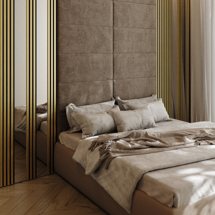 Riflaj MDF decorativ LDA PREMIUM de tip Panou Acustic, Auriu, 260x40 cm [2]