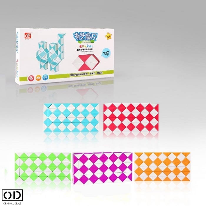 Rigla Rubik, Jucarie Antistres care Dezvolta Inteligenta, 120cm, PVC Premium, Rosu, Original Deals [4]