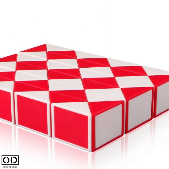 Rigla Rubik, Jucarie Antistres care Dezvolta Inteligenta, 120cm, PVC Premium, Rosu, Original Deals [6]
