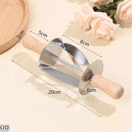 Rola cu Cutit de Taiat Aluat pentru Croisante, Inox, 20 x 6 cm [10]