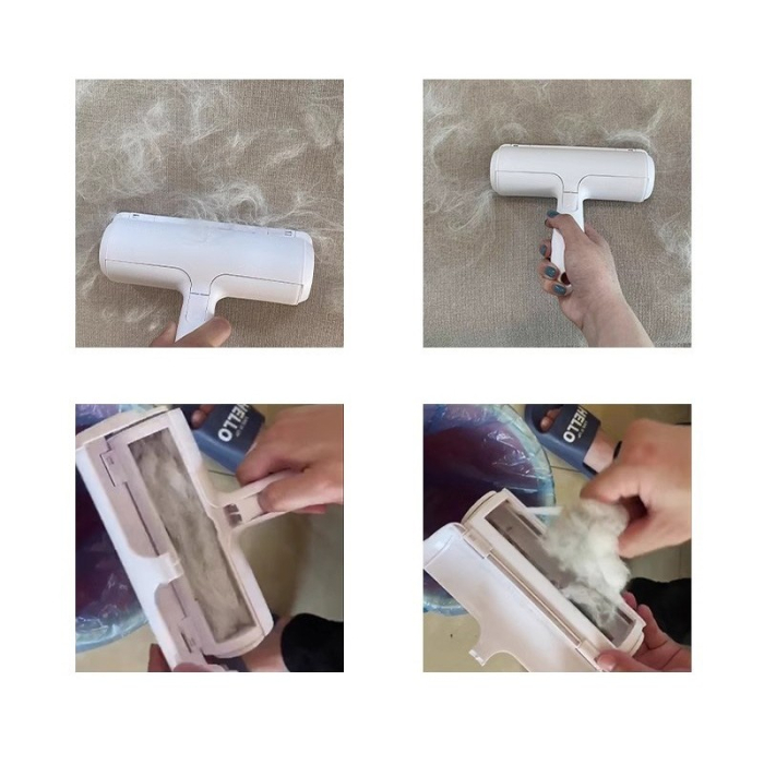 Rola pentru Parul de Animale, , cu Maner 19x19x6cm, Alb/Rosu [5]