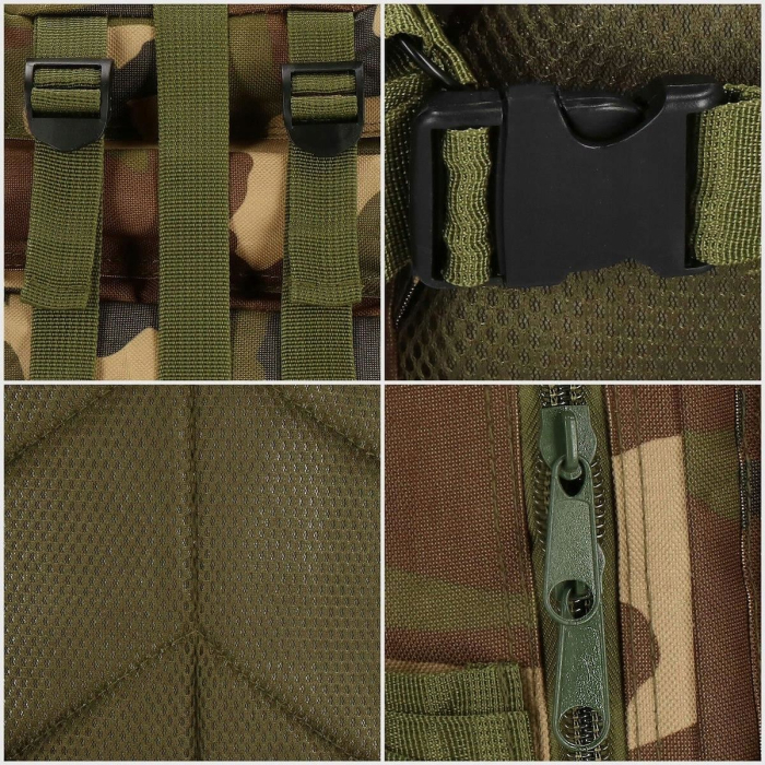 Rucsac militar pentru drumetie, impermeabil, ultra usor, 4 compartimente, culoare camo [8]