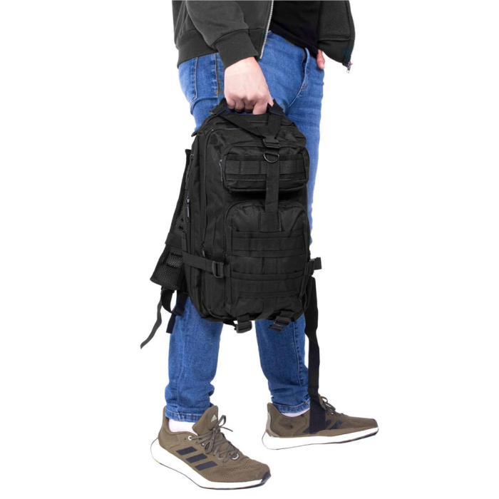 Rucsac militar pentru drumetie, impermeabil, ultra usor, 4 compartimente, culoare negru [6]