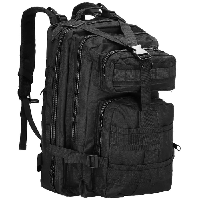 Rucsac militar pentru drumetie, impermeabil, ultra usor, 4 compartimente, culoare negru [1]