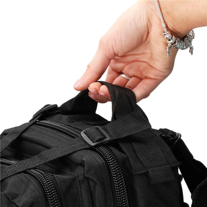 Rucsac militar pentru drumetie, impermeabil, ultra usor, 4 compartimente, culoare negru [16]