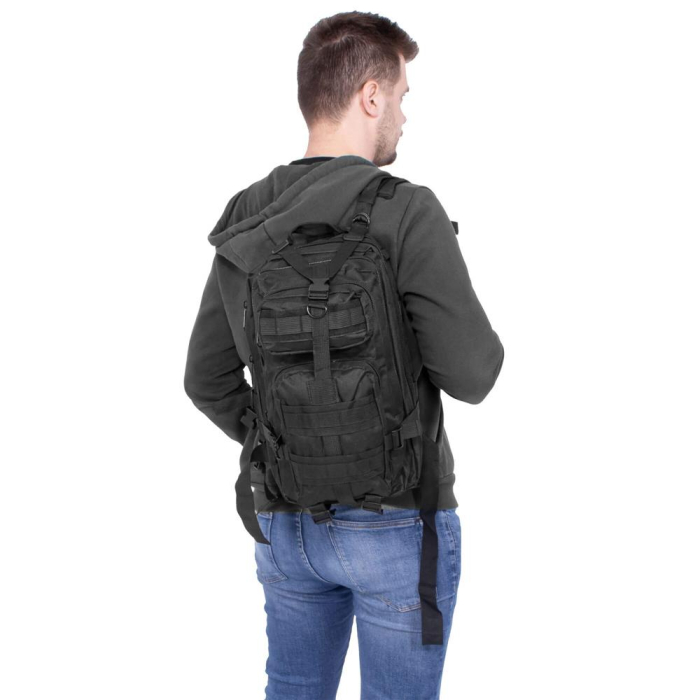 Rucsac militar pentru drumetie, impermeabil, ultra usor, 4 compartimente, culoare negru [4]