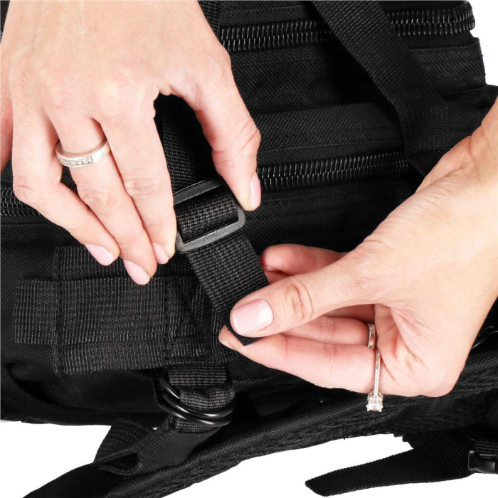 Rucsac militar pentru drumetie, impermeabil, ultra usor, 4 compartimente, culoare negru [18]