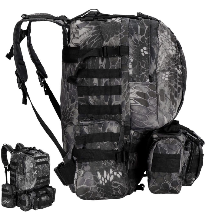 Rucsac militar pentru drumetie, impermeabil, ultra usor, 50litri, gri [7]